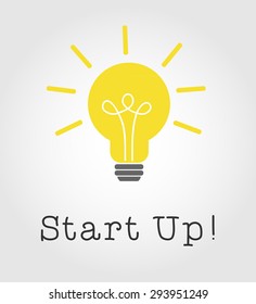 Start up and bulb light. Vector illustration. 