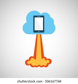 start up business cloud smartphone graphic isolated vector illustration eps 10