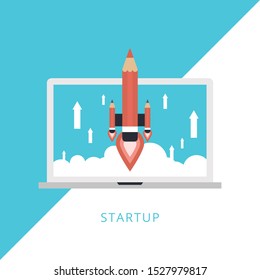 Start up business concept design on white background. Concept of flat icon