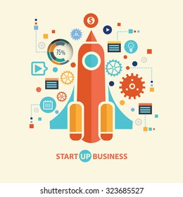 Start up business concept design on old background,clean vector