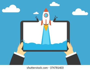Start up business concept for mobile app development or other disruptive digital ideas.