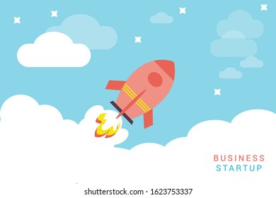 Start up business concept. rocket flying 
