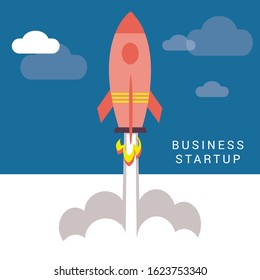 Start up business concept. rocket flying 