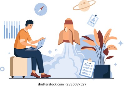 Start a business, Flat vector illustration