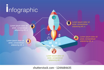 Start up business Infographics or diagram template design for presentation and process chart Vector illustration
