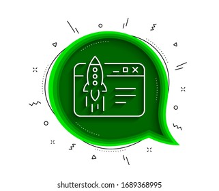 Start business line icon. Chat bubble with shadow. Launch crowdfunding project sign. Innovation symbol. Thin line start business icon. Vector