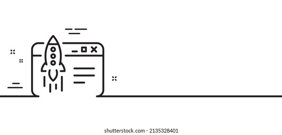 Start business line icon. Launch crowdfunding project sign. Innovation symbol. Minimal line illustration background. Start business line icon pattern banner. White web template concept. Vector