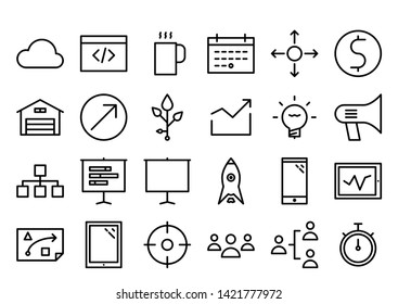 Start Up Business Line Icon Set
