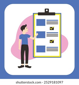 start up business with man illustration in blue and pink