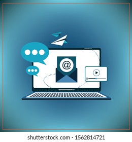 start up business message email graphic vector illustration 