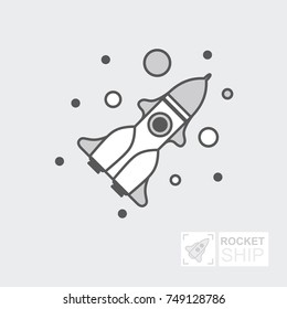 Start Up Business Outline Line Vector Icon Rocket startup. Spaceship for design. Infographic Template. Flat illustration