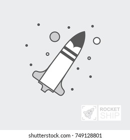 Start Up Business Outline Line Vector Icon Rocket startup. Spaceship for design. Infographic Template. Flat illustration
