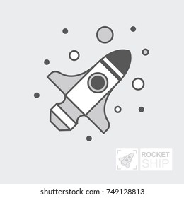 Start Up Business Outline Line Vector Icon Rocket startup. Spaceship for design. Infographic Template. Flat illustration