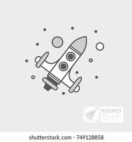 Start Up Business Outline Line Vector Icon Rocket startup. Spaceship for design. Infographic Template. Flat illustration