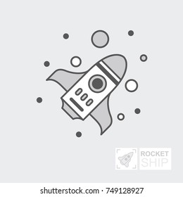 Start Up Business Outline Line Vector Icon Rocket startup. Spaceship for design. Infographic Template. Flat illustration