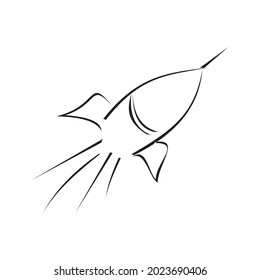 Start Up Business Outlined Line Vector Icon Rocket startup on a white background in eps10