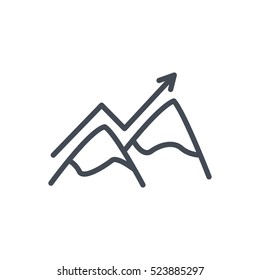 Start Up Business Outlined Line Vector Icon Peak Chart