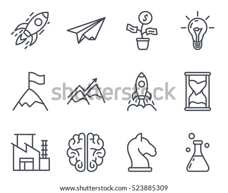 Start Up Business Outlined Line Vector Icon Set Icon Pack startup