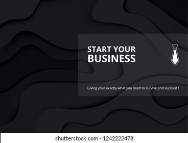 Start Business Paper Cut Background Vector Illustration