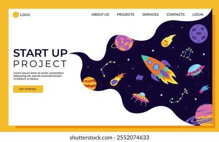 Start up business project template for landing page and web design.