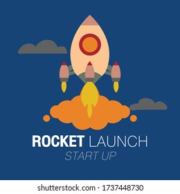 Start up business, rocket launch vector