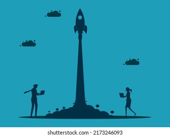 Start a business. The rocket soared into the sky. Finance and Investment Concept Vector