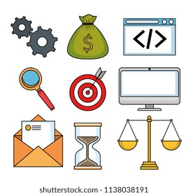 start up business set icons