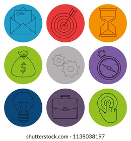 start up business set icons