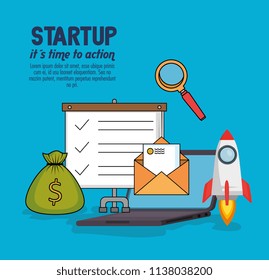 start up business set icons