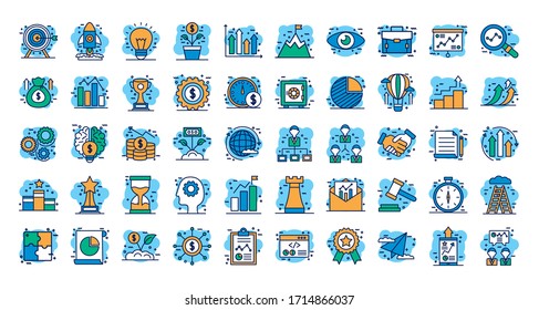 iconos de inicio y conjunto de negocios diseño de ilustración vectorial