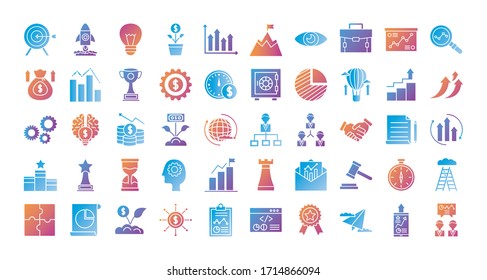 start up and business set icons vector illustration design