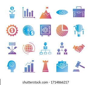 iconos de inicio y conjunto de negocios diseño de ilustración vectorial