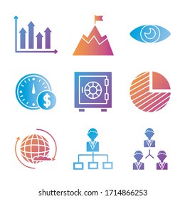 start up and business set icons vector illustration design