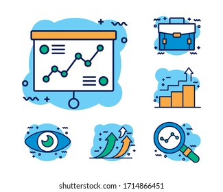 iconos de inicio y conjunto de negocios diseño de ilustración vectorial