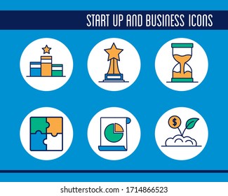 iconos de inicio y conjunto de negocios diseño de ilustración vectorial