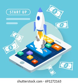 Start up business with smartphone concept