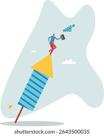 Iniciar negócios, start-up ou começar nova empresa, impulsionar a aceleração dos negócios, rápido crescimento ou coragem empreendedor, criatividade para win.character para design.