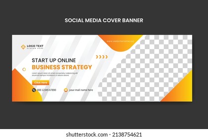 Start Up or Business Strategy social media cover template, web banner template, corporate banner, header, business webinar banner, website header