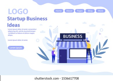 Start up and businesses online web page.Flat vector illustration isolated on white background. Can use for web banner, infographics, web page.