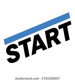 Start button with blue line on white background icon