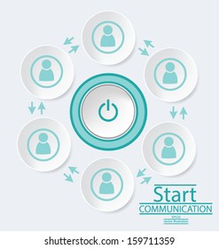 Start button. communication concept. connection. vector Illustration.