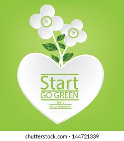 Start button. Flower design. Go green. Save world. vector illustration.