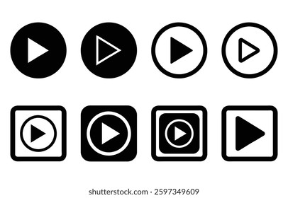 Start button icon, Play button icon, Music player play icon vector illustration