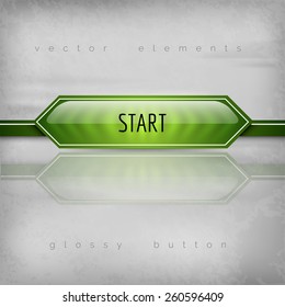 Start button on the gray background. Glossy design.