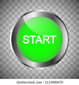 Start button on transparent background,Vector,Illustration.