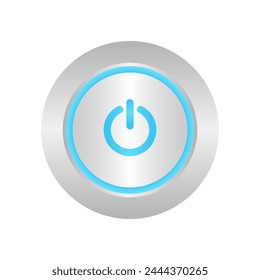 Start Button or Power Button. Vector Illustration Isolated on White Background. 