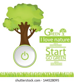 Start button. Tree vector illustration