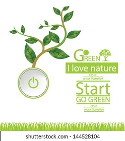 Start button. Tree vector illustration