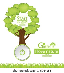 Start button. Tree vector illustration