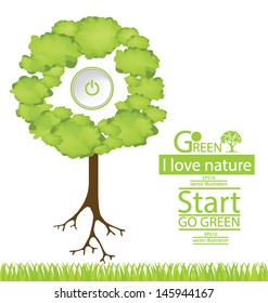 Start button. Tree vector illustration